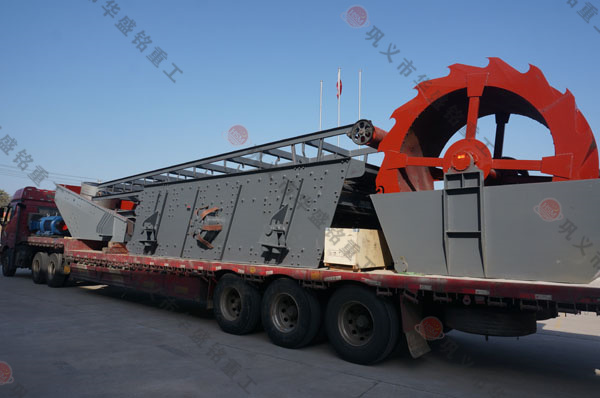 大型3226型轮斗式洗沙机2050型细沙回收脱水一体机各两台装车发货